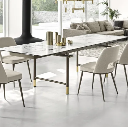 Tavolo allungabile 160-240x90 cm in ceramica bianco - Nassau