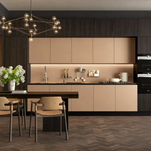 Cucina Moderna lineare Clover Design 03 in Gres e Rovere di Lube